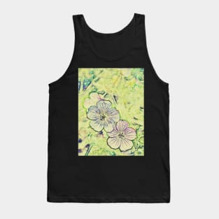 Pretty Pencilled Geraniums Tank Top